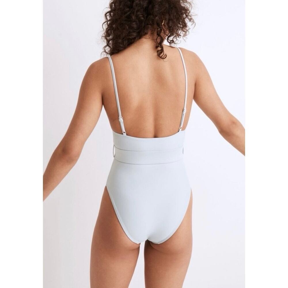 Solid & Striped x Madewell NWT Taylor One Piece Belted Swimsuit Cloud Blue XS - Picture 2 of 7
